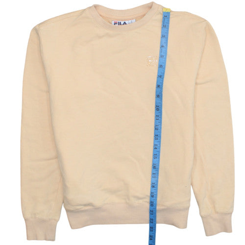 FILA Womens Beige XS Pullover Sweatshirt Crew Neck Cotton Blend