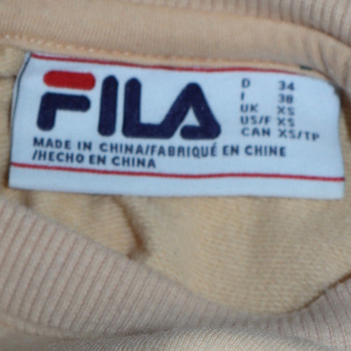 FILA Womens Beige XS Pullover Sweatshirt Crew Neck Cotton Blend