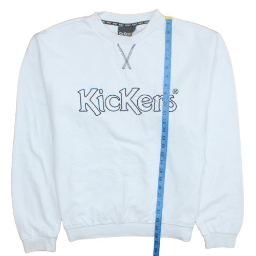 Kickers Men's White Logo Crew Neck Pullover Sweatshirt M