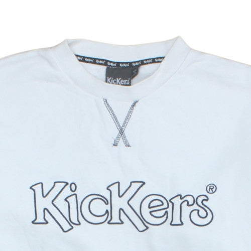 Kickers Men's White Logo Crew Neck Pullover Sweatshirt M