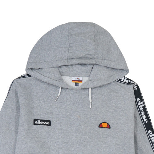 Ellesse Women's Grey Cropped Hoodie UK 14 Logo Tape Drawstring