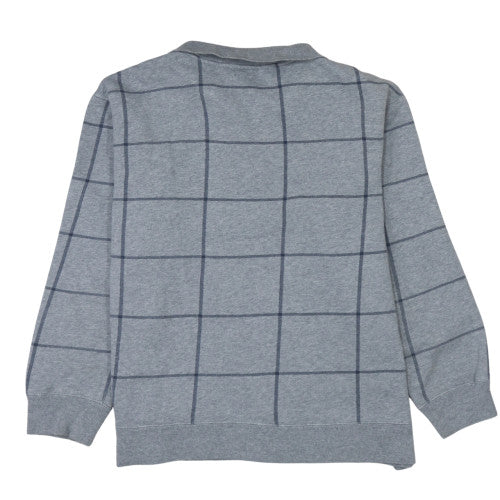 Nautica Men's Grey Check 1/4 Zip Fleece Sweatshirt Size L