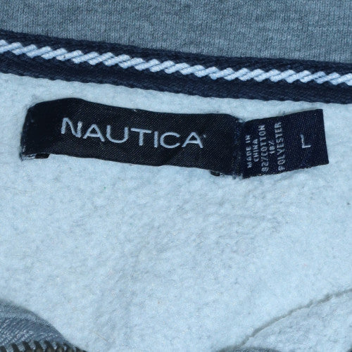 Nautica Men's Grey Check 1/4 Zip Fleece Sweatshirt Size L