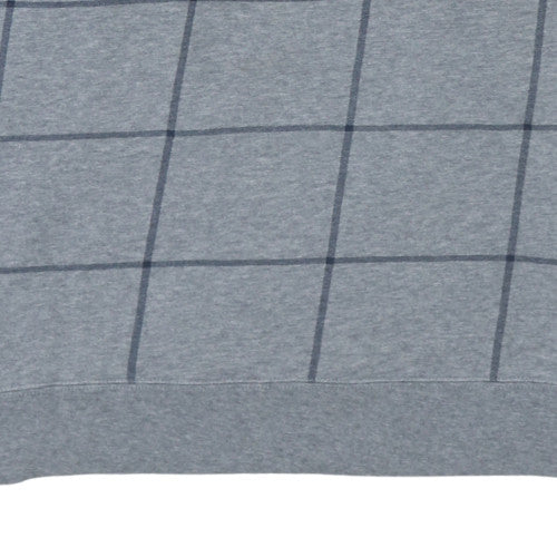Nautica Men's Grey Check 1/4 Zip Fleece Sweatshirt Size L