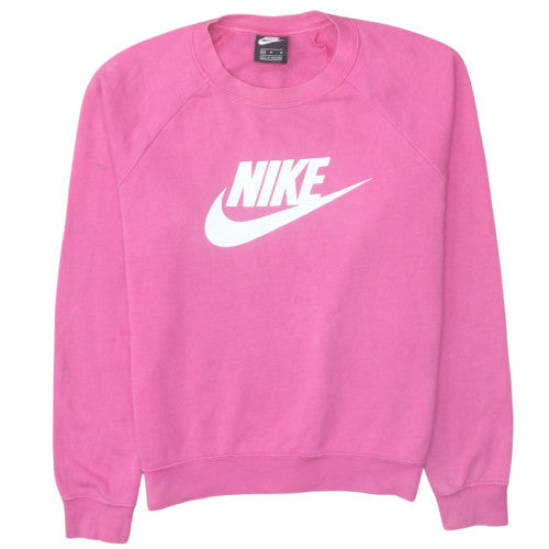 Nike Womens Pink Crew Neck Pullover Sweatshirt Medium Cotton Blend