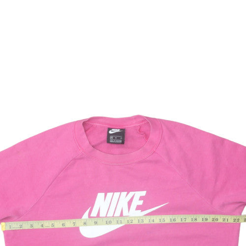 Nike Womens Pink Crew Neck Pullover Sweatshirt Medium Cotton Blend