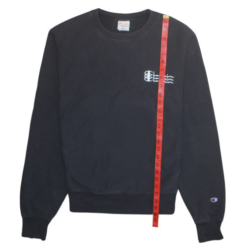Champion Men's Black Small Reverse Weave Crew Neck Sweatshirt