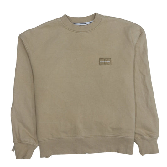 Calvin Klein Jeans Men's Beige Cotton Pullover Sweatshirt S