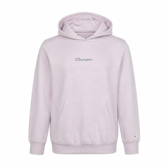 Front view of Champion girls’ pink pullover hoodie 15-16 years logo fleece sweatshirt