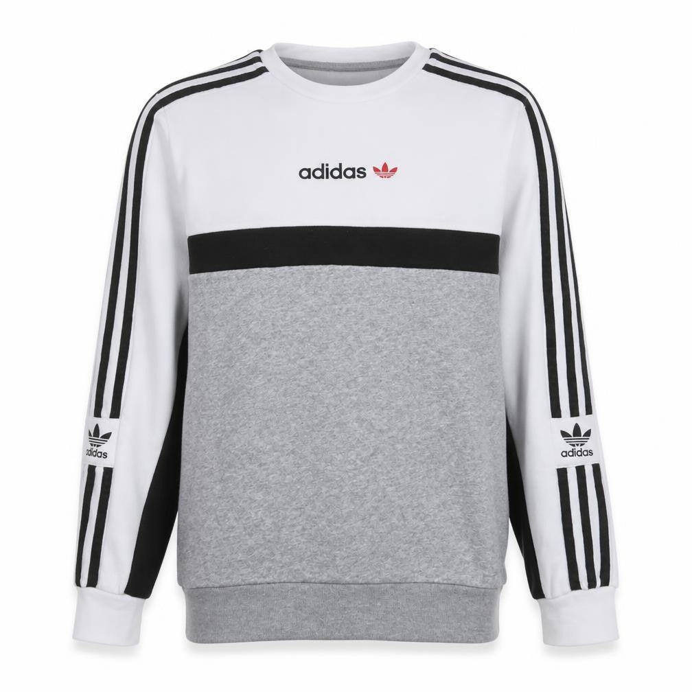Adidas Boys Grey Colourblock Sweatshirt 13-14 Years Pullover Crew Neck