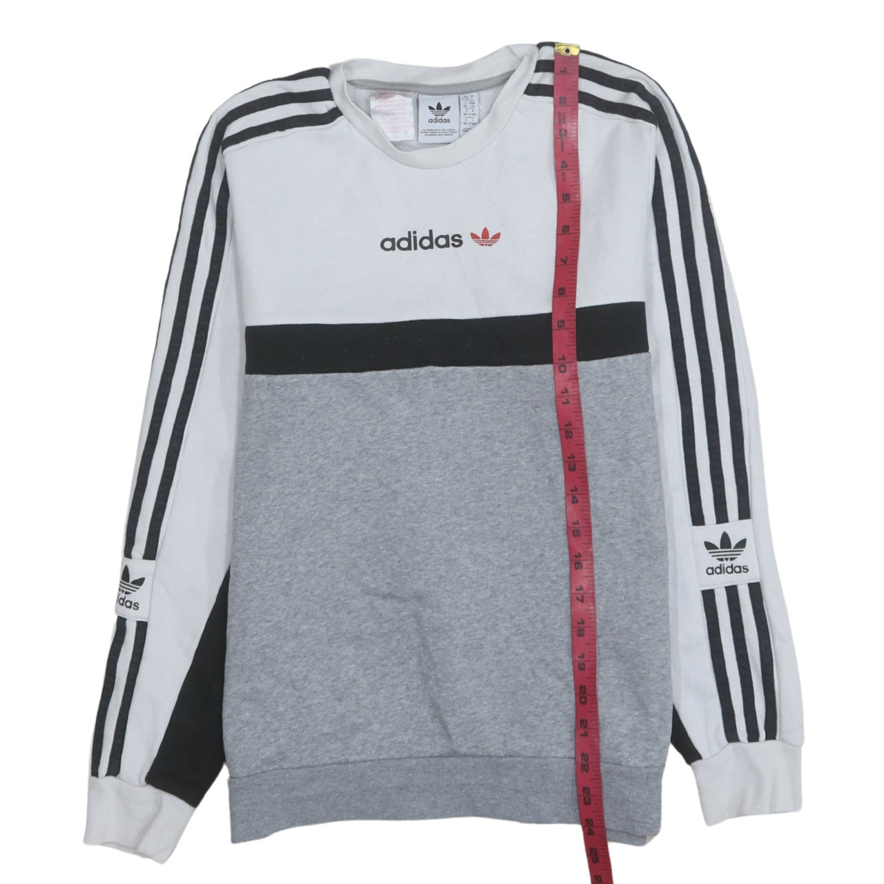 Adidas Boys Grey Colourblock Sweatshirt 13-14 Years Pullover Crew Neck