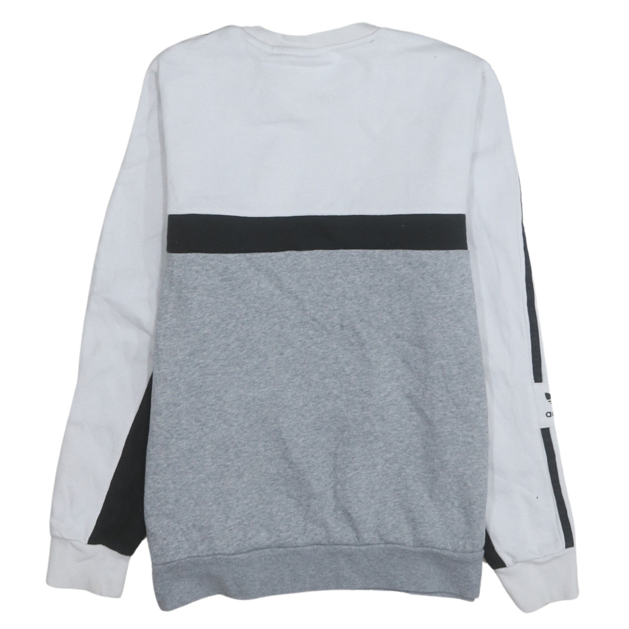 Adidas Boys Grey Colourblock Sweatshirt 13-14 Years Pullover Crew Neck