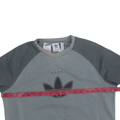 Back view of adidas boys’ grey crew neck pullover sweatshirt, size 16, years