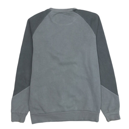 Brand and care label for adidas boys’ grey crew neck pullover sweatshirt, size 16, years