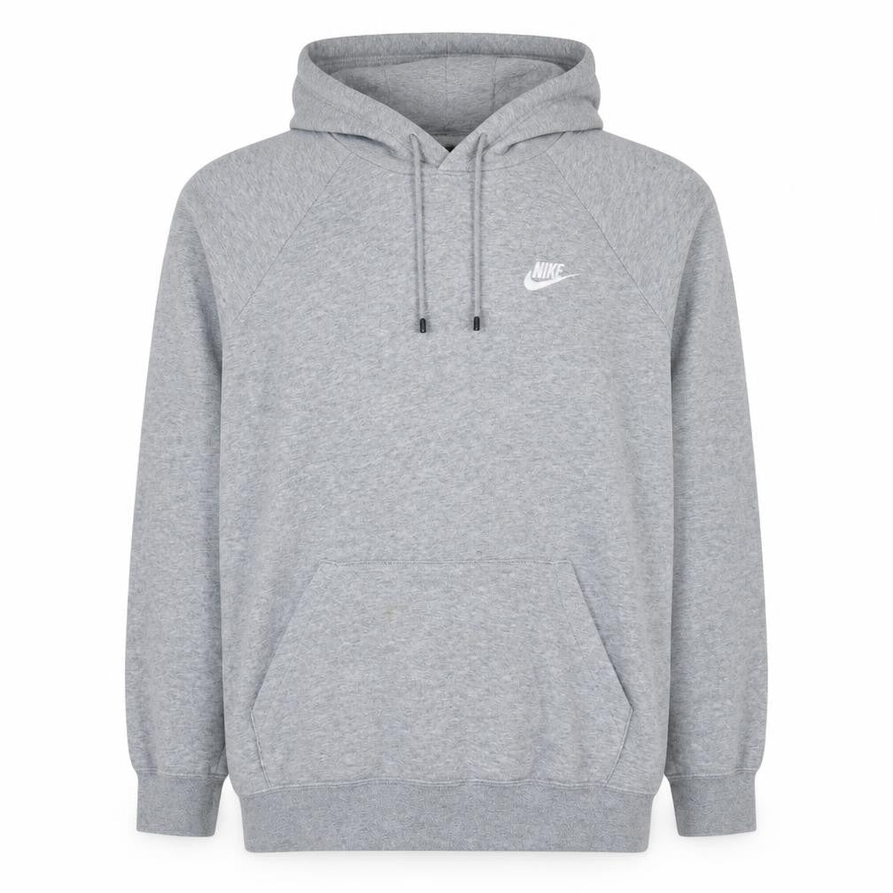 Nike Men's Grey Pullover Hoodie L Cotton Blend Sportswear
