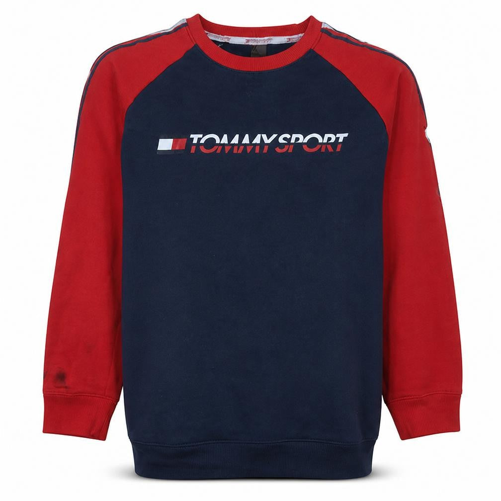 Tommy Sport Men's Blue Red Crew Neck Pullover Sweatshirt M