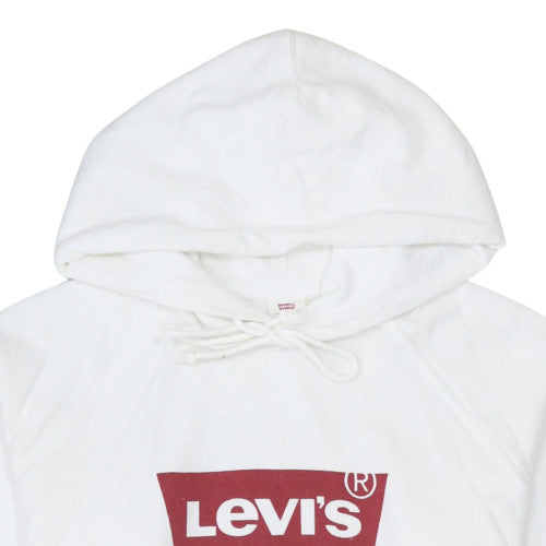 Levi's Men's White Pullover Hoodie M Graphic Logo Sweatshirt