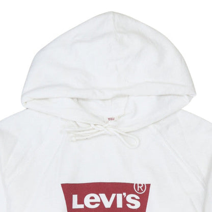 Levi's Men's White Pullover Hoodie M Graphic Logo Sweatshirt
