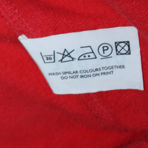 Diesel Mens Red Pullover Hoodie L Graphic Logo Fleece Sweatshirt