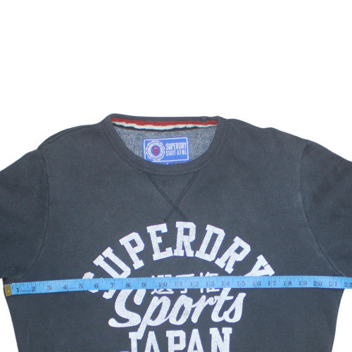 Superdry Men's Black Crew Neck Pullover Sweatshirt L Sports Japan 72