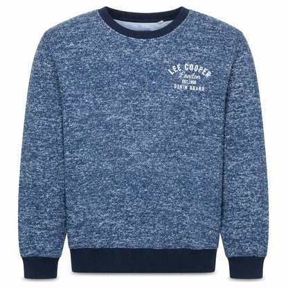 Front view of Lee Cooper Men Blue 2XL Pullover Sweatshirt Crew Neck Cotton Blend