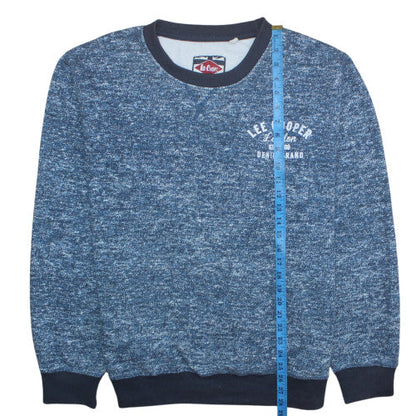 Close-up detail of Lee Cooper Men Blue 2XL Pullover Sweatshirt Crew Neck Cotton Blend