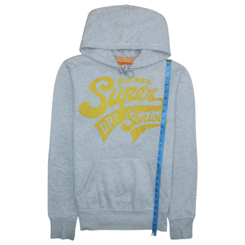 Superdry Men's Grey Pullover Hoodie M Graphic Logo Sweatshirt