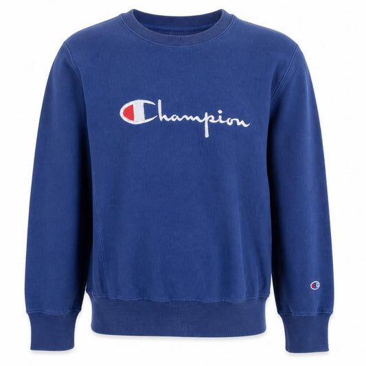 Champion Men's Blue Reverse Weave Sweatshirt Size L Embroidered Logo