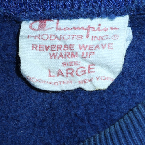 Champion Men's Blue Reverse Weave Sweatshirt Size L Embroidered Logo