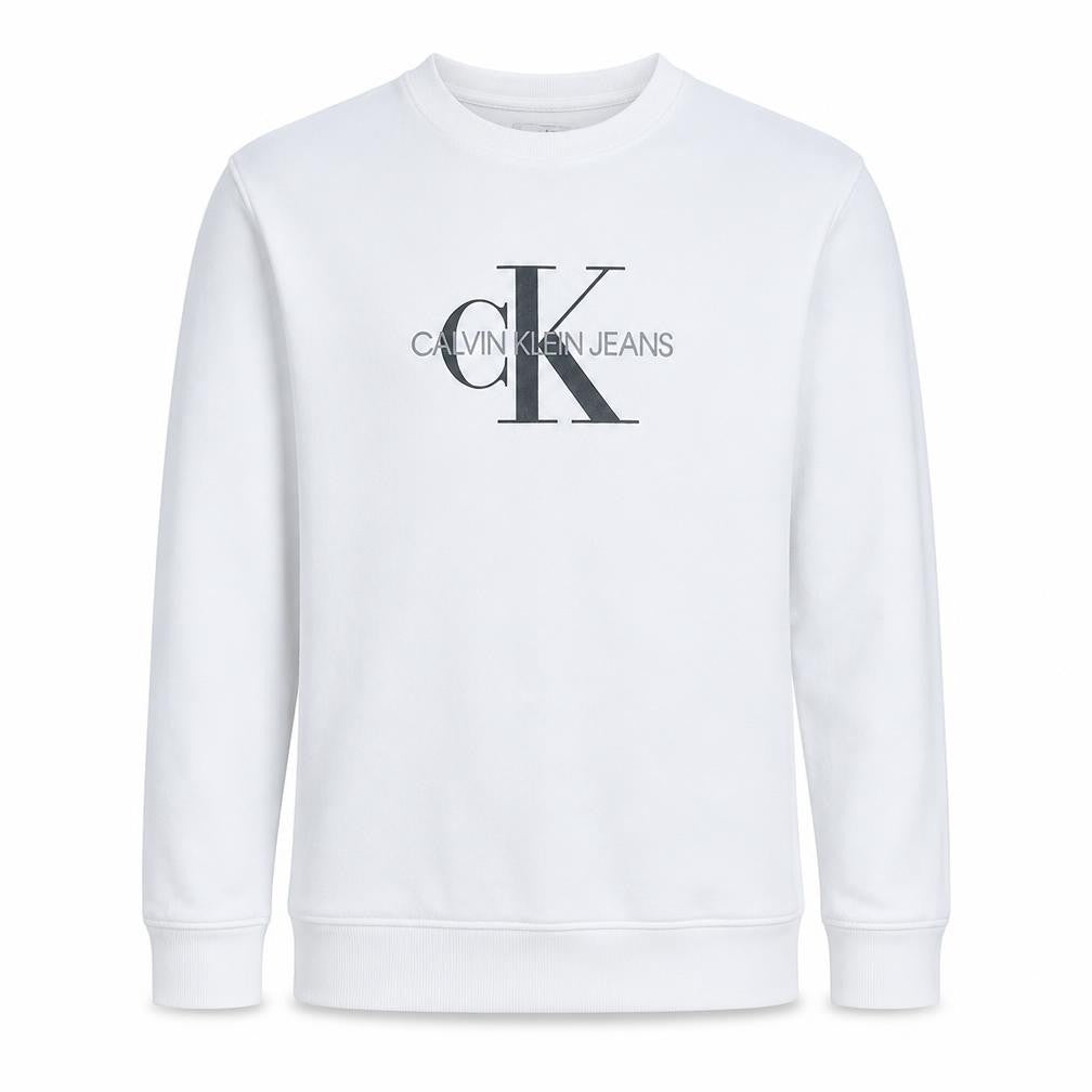 Calvin Klein Jeans Men's White Logo Pullover Sweatshirt M