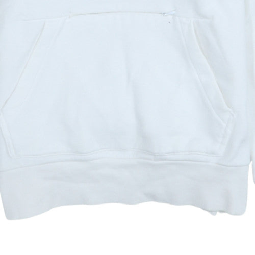Adidas Womens White Pullover Hoodie S Logo Print Cotton Blend