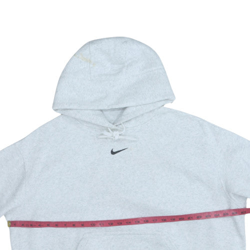 Nike Men Grey Pullover Hoodie L Regular Fit Fleece Sweatshirt