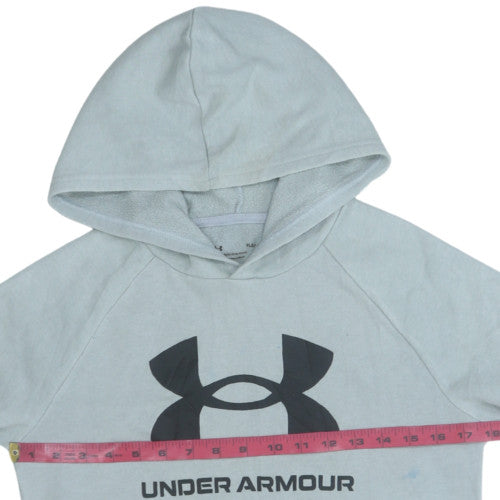 Under Armour Teens Grey Pullover Hoodie YLG Logo Fleece Sportswear