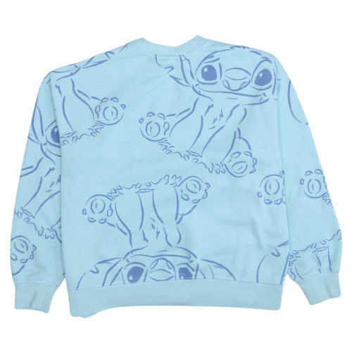 Disney Women’s Blue Stitch Sweatshirt Small Crew Neck Pullover