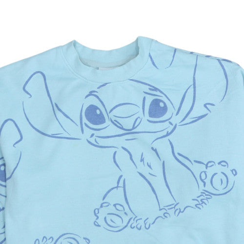 Disney Women’s Blue Stitch Sweatshirt Small Crew Neck Pullover