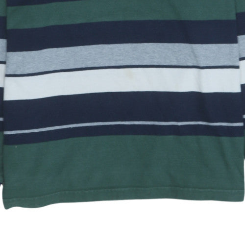 Lincoln Men's Multicoloured Striped Collared Sweatshirt Size S