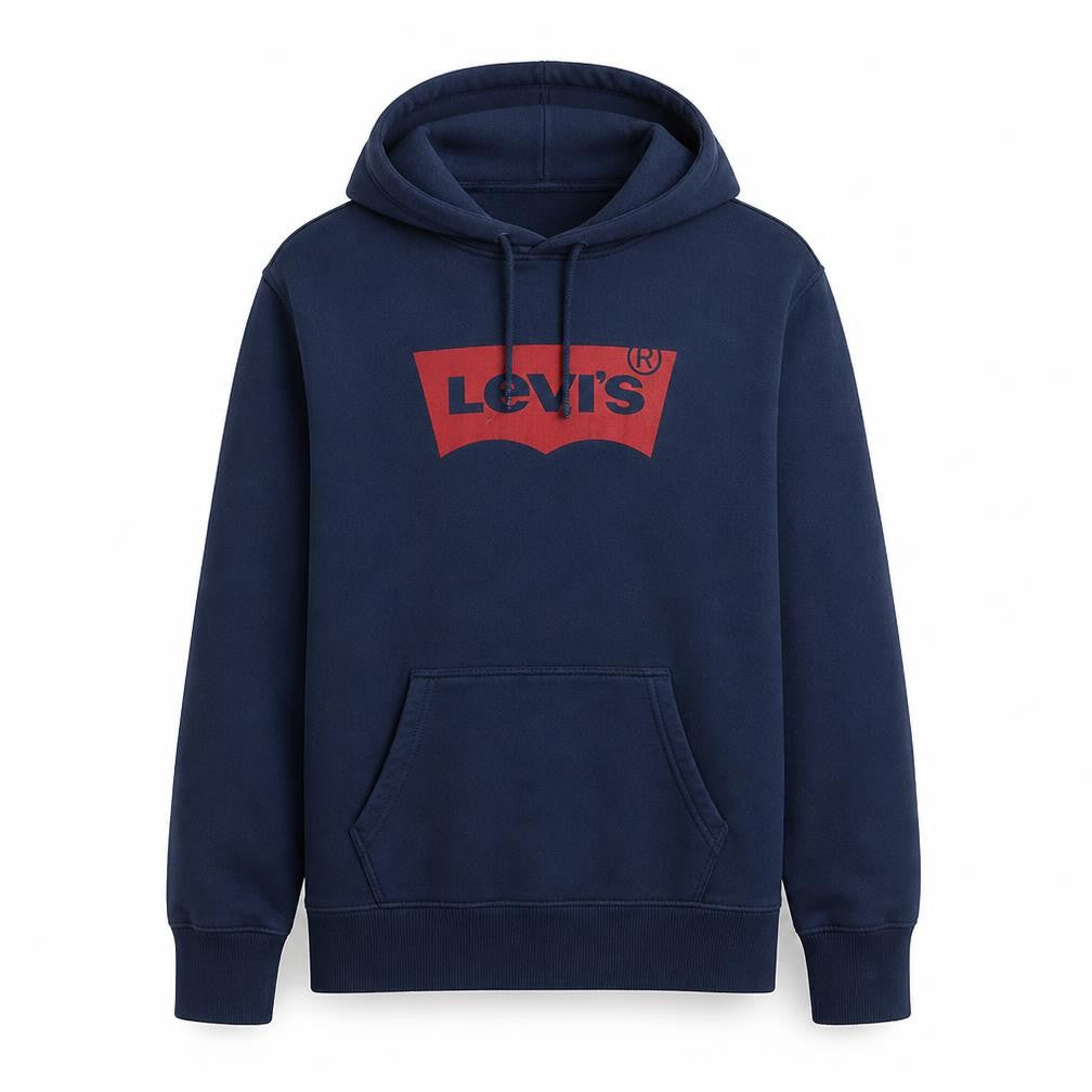 Levi's Mens Blue Logo Pullover Hoodie Size M Fleece Sweatshirt