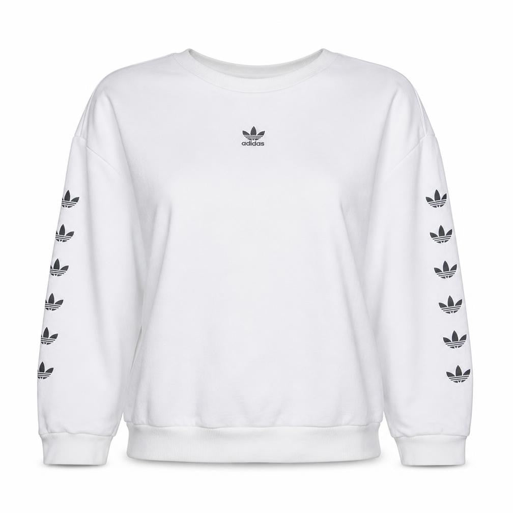 Adidas Womens White Crew Neck Pullover Sweatshirt Size 12