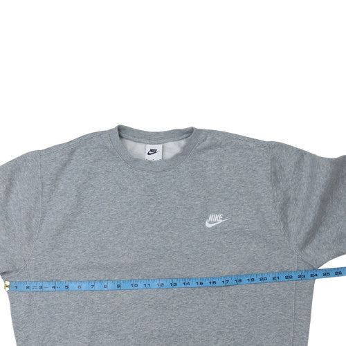 Nike Men's Grey Regular Fit Crew Neck Fleece Sweatshirt M