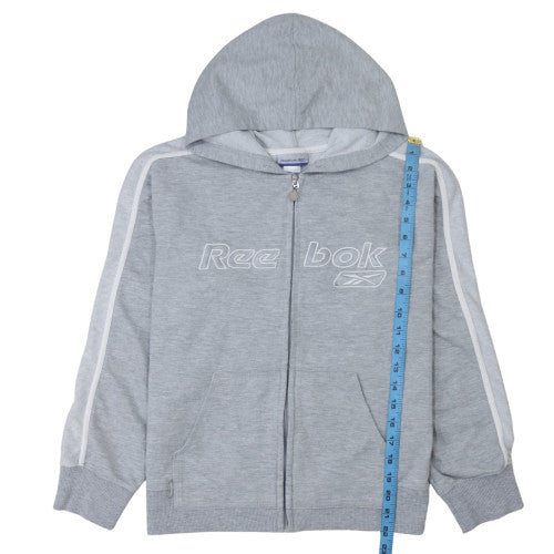 Reebok Womens Grey Full Zip Hoodie Size M Classic Logo Sportswear