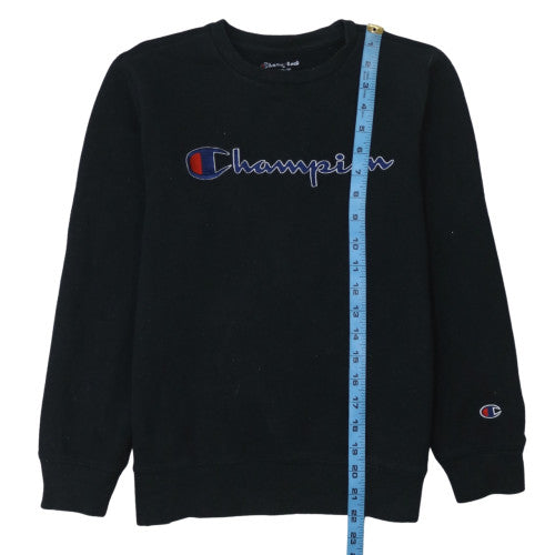 Champion Men's Black Embroidered Logo Crew Neck Sweatshirt L