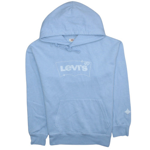 Levi's Men Blue Pullover Hoodie M Cotton Blend Logo Sweatshirt