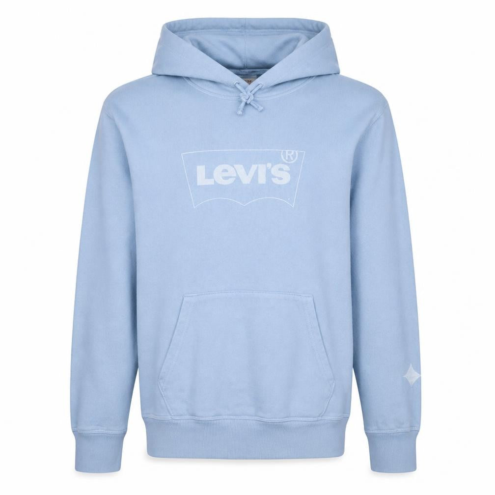 Levi's Men Blue Pullover Hoodie M Cotton Blend Logo Sweatshirt