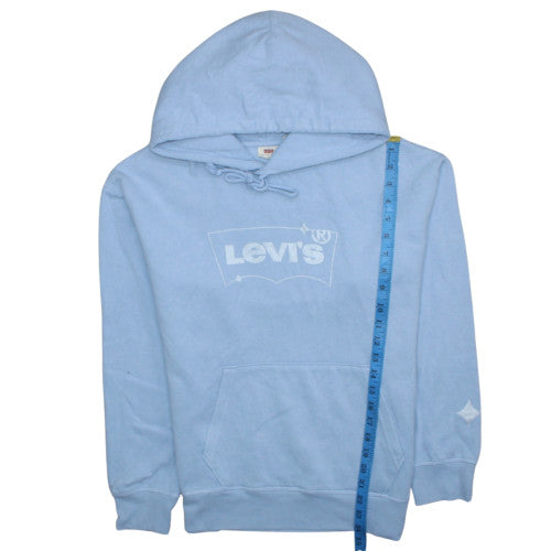 Levi's Men Blue Pullover Hoodie M Cotton Blend Logo Sweatshirt