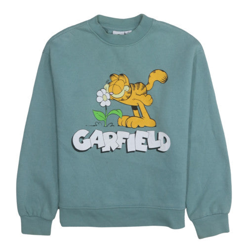 Primark Women XS Blue Garfield Graphic Crew Neck Sweatshirt