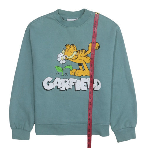 Primark Women XS Blue Garfield Graphic Crew Neck Sweatshirt