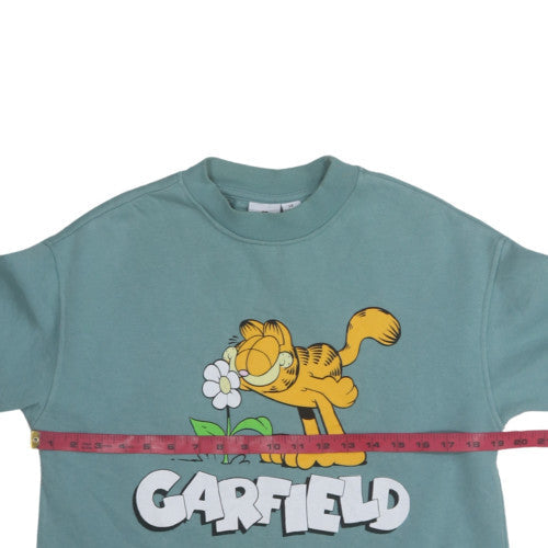 Primark Women XS Blue Garfield Graphic Crew Neck Sweatshirt