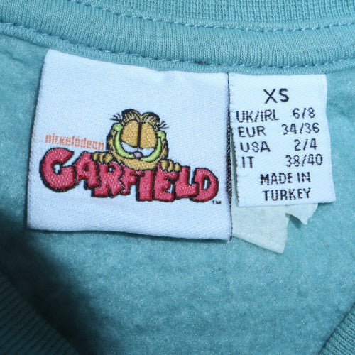 Primark Women XS Blue Garfield Graphic Crew Neck Sweatshirt