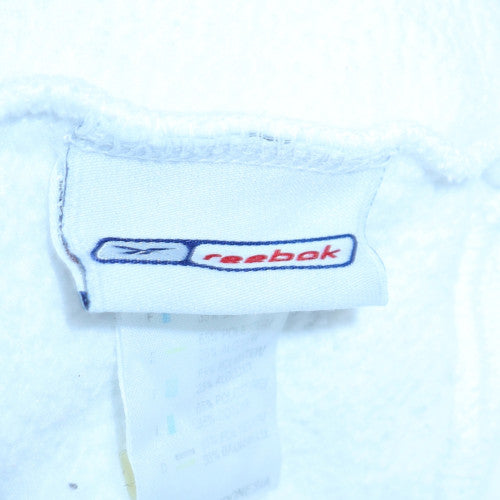 Reebok Men's White Grey Pullover Hoodie L Sports Fleece
