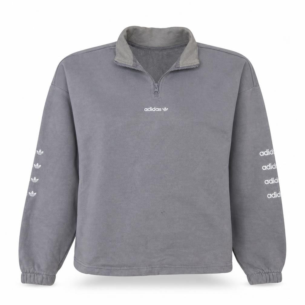 Adidas Women’s Grey 1/4 Zip Fleece Sweatshirt Size 10 Casual Pullover